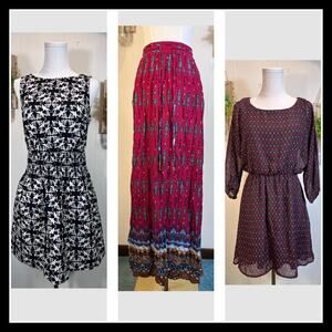 Women’s 3 pc dress and skirt lot size small three pink hearts universal threads